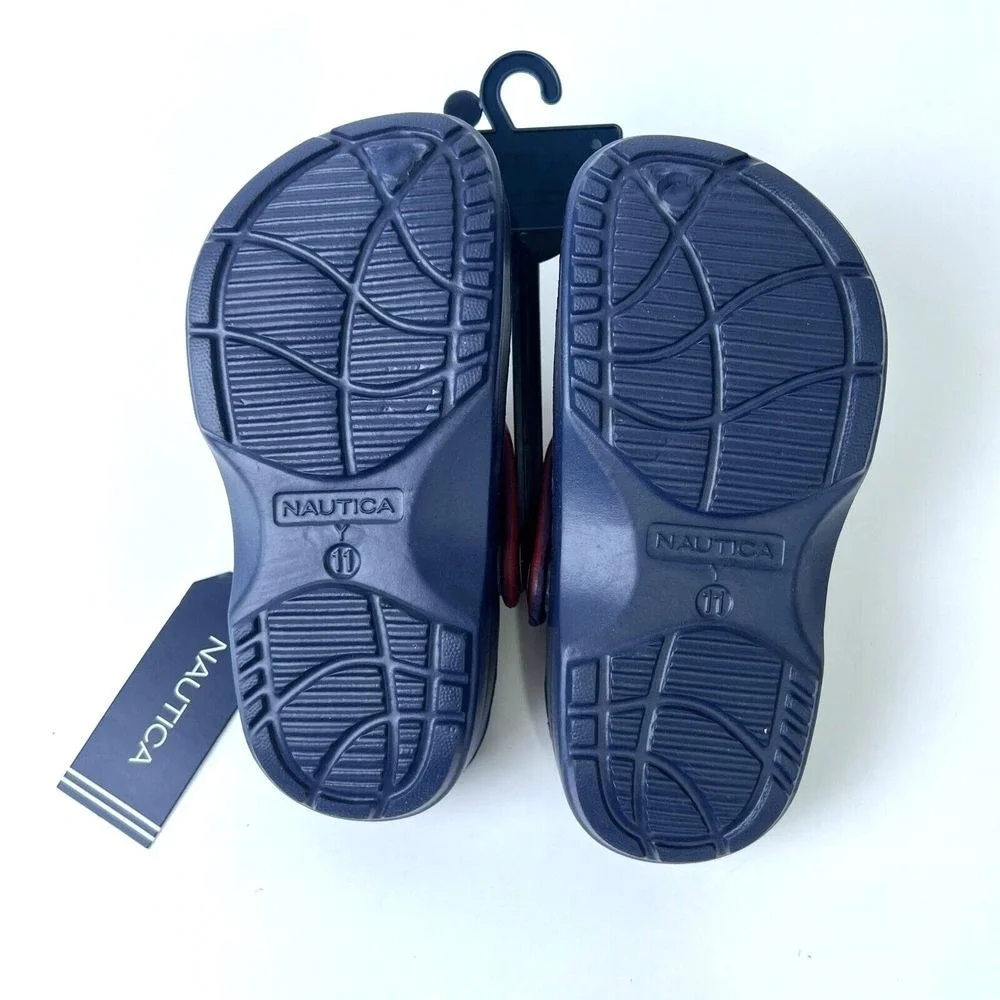 Nautica River Edge Toddler Navy Blue Red Slip On Clog Comfort Shoes Baby Size 11